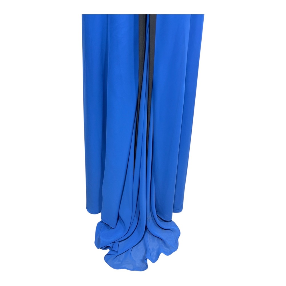 Linda Royal Blue Chiffon Maxi Gown Open Back Bow Detail Prom‎ Formal Women's 16 - Picture 12 of 13